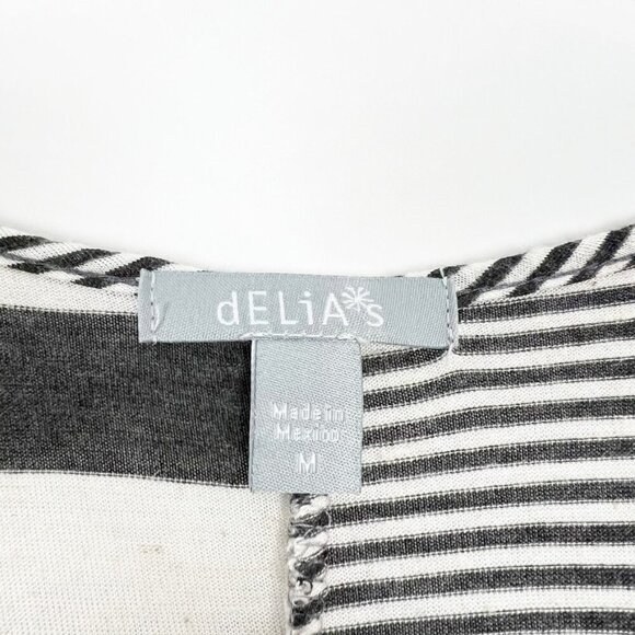 dELiA*s Tank Top Size M Black Cream Linen Blend Abstract Multi Striped Print - Picture 4 of 9